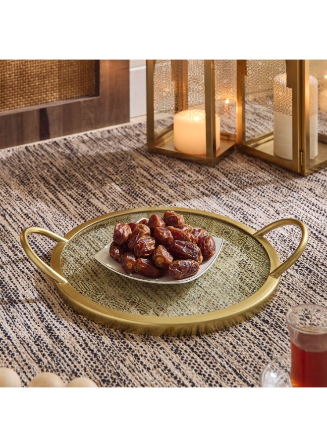 Home Box Skyline Mirage Metal Tray with Glass Base - 37x30x7 cm - Image 1